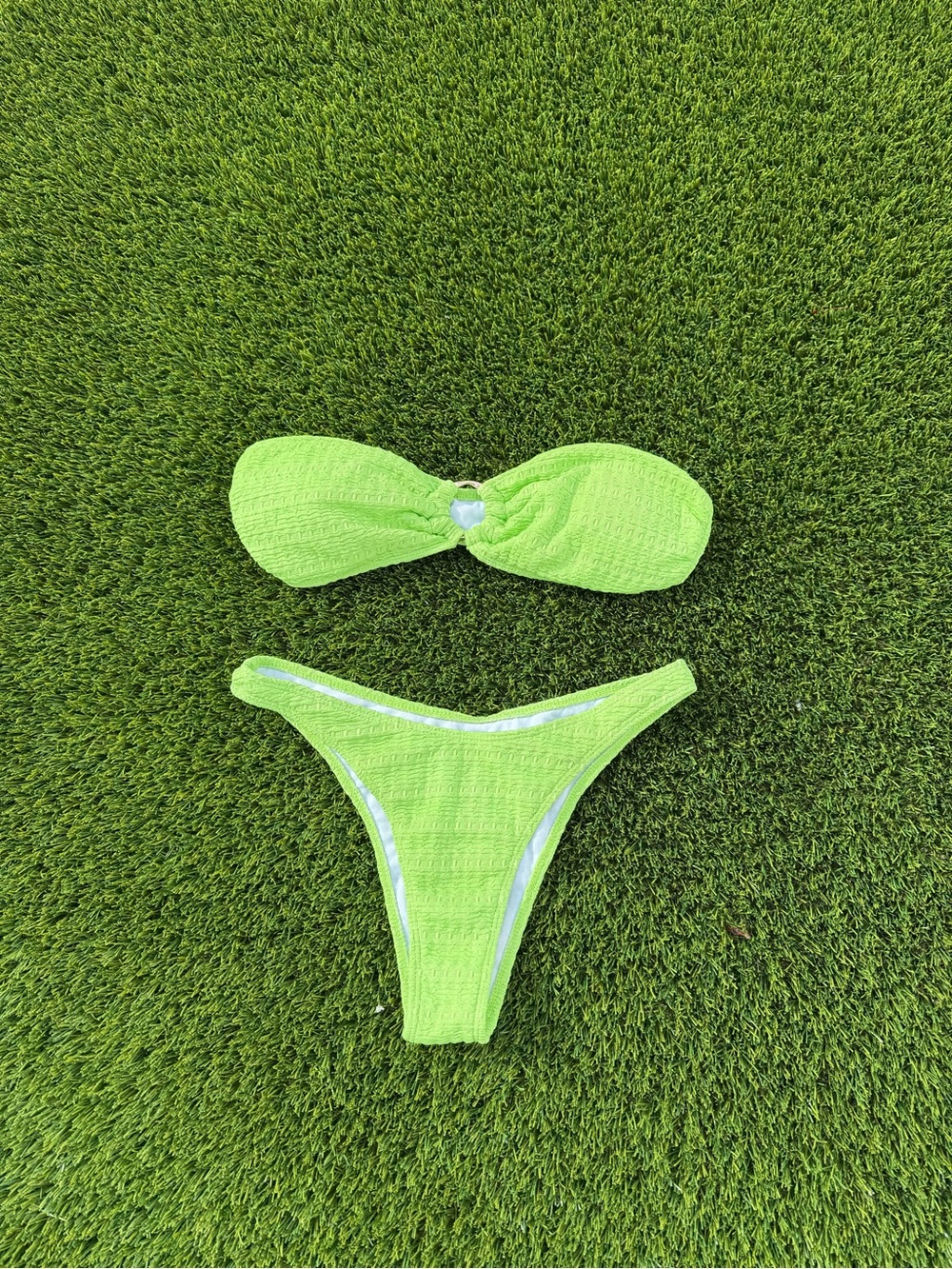 Women’s Neon Green Strapless Bikini